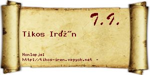 Tikos Irén névjegykártya